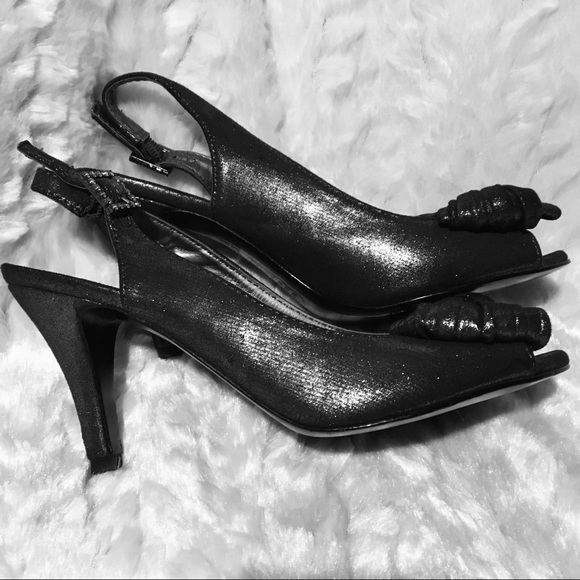 MOOTSIES TOOTSIES PEWTER SHIMMER PEEP TOE BOW SLINGBACK - Picture 4 of 8